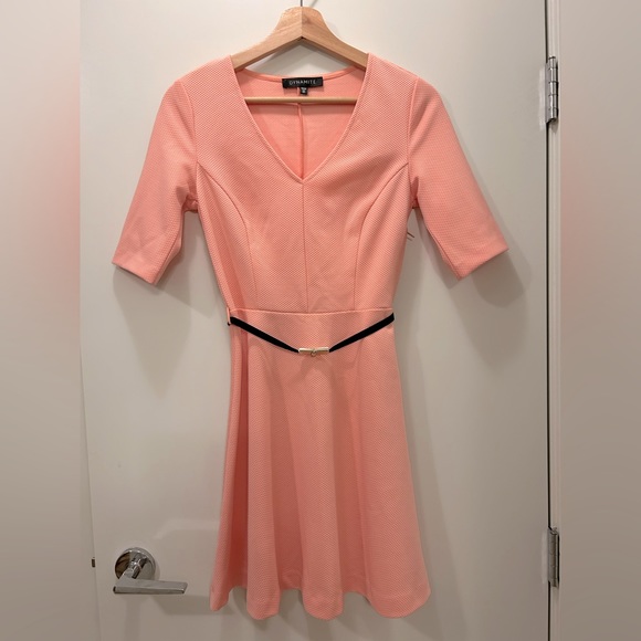 Dynamite Fit and Flare Dress, XS, Peach, Women's Flare Dress, Dinner Party Dress - Picture 2 of 8